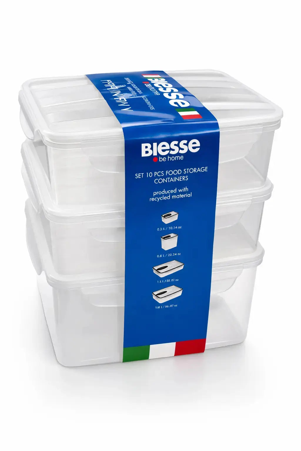 Biesse Set 5 Pcs Plastic Rectangular Food Storage and Preserving Elmarket-homeappliances