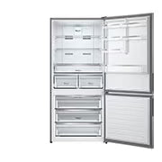 ثلاجة بلا صقيع بسعة 588 لترًا وعرض 84 سم مع محرك مزود بمحول ذكي بلون رمادي لامع Elmarket-homeappliances