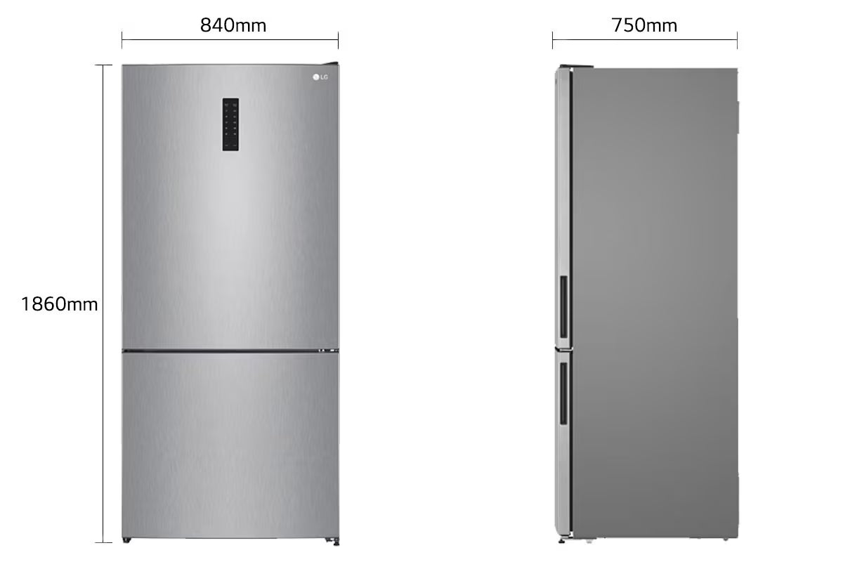 ثلاجة بلا صقيع بسعة 588 لترًا وعرض 84 سم مع محرك مزود بمحول ذكي بلون رمادي لامع Elmarket-homeappliances